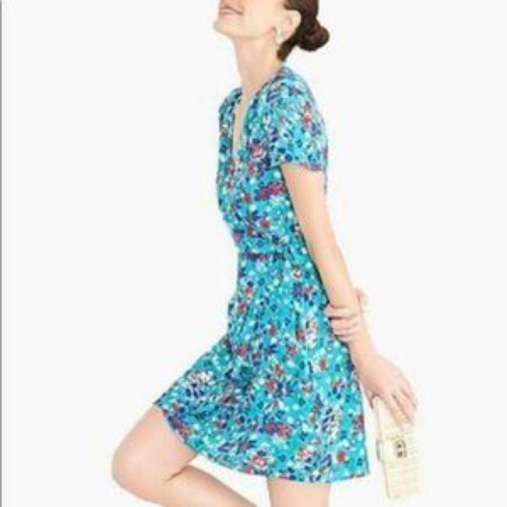 J. Crew Factory Blue Floral Mini Dress